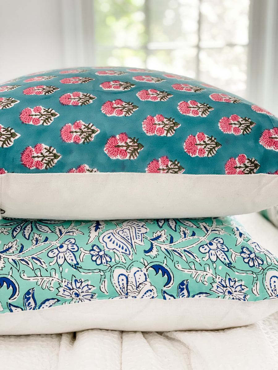 teal-rose-block-print-cushion-kalyana-textiles